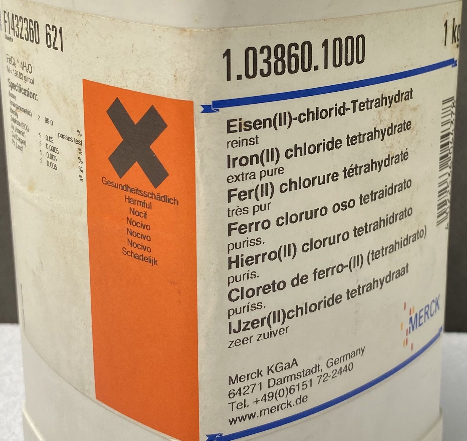 Iron(II) chloride tetrahydrate, extra pure, 1 KG